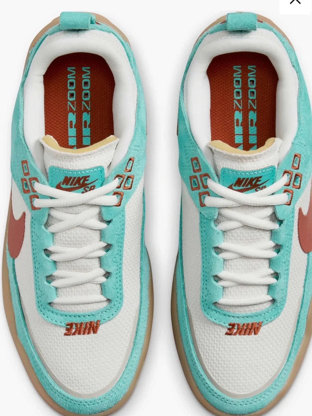 Nike SB Air Zoom Heritage 86 Aqua Gum Skate Shoes Youth 5.5Y / Women’s 7